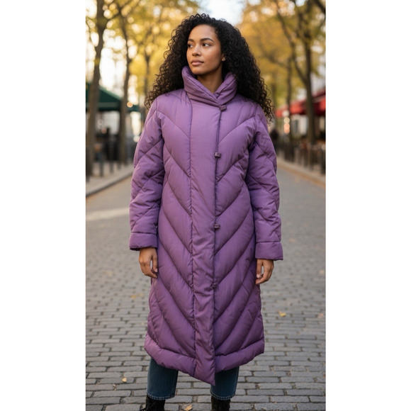 Saks Fifth Avenue Jackets & Blazers - Vintage Saks Fifth Avenue Purple Long Puffer Coat Down Feather Women’s Large